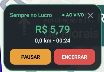 Controle flutuante do app durante a navegação