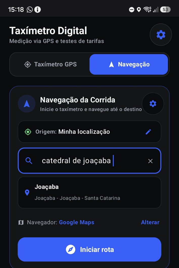 Tela de navegação integrada