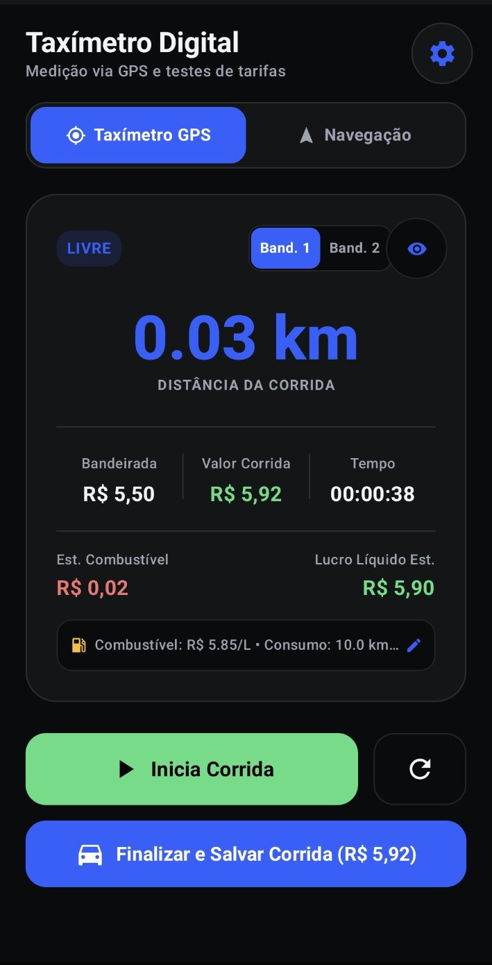 Tela do aplicativo com distância, tempo, custo e lucro estimado